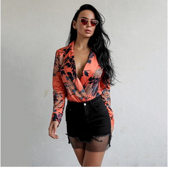 NEW! Silk Floral Bodysuit - Picture 3 of 8